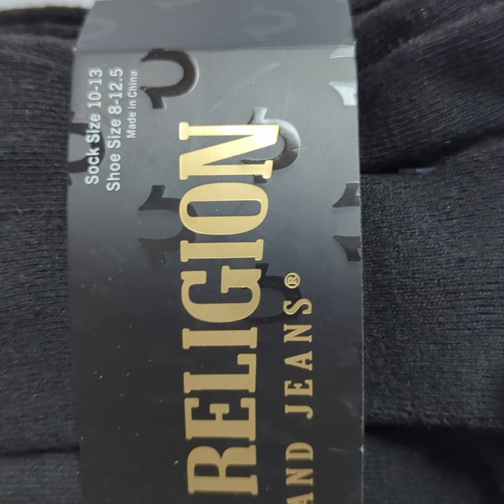 True Religion Brand Jeans Men's Half Cushion Cuts 12 Pack Black Socks Sz 10-13 - Picture 3 of 8